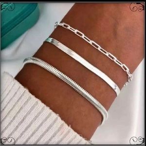 New silver delicate 2mm omega chain snake bracelet